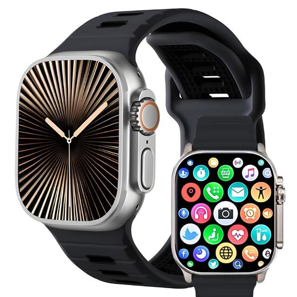 Relógio Inteligente S10 Ultra Masculino Feminino Lançamento 2025 + 4 pulseiras Indução Bussola Gps para Atividades Físicas