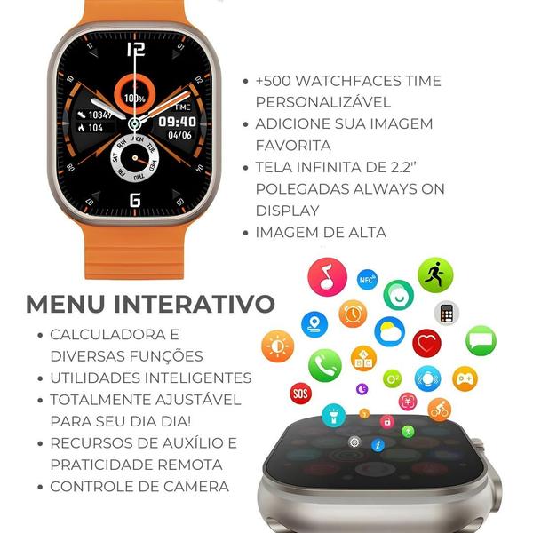 Imagem de Relógio Inteligente S10 Ultra  Smartwatch 49mm Android e iOS  Lançamento Masculino e Feminino  Tecnologia Avançada