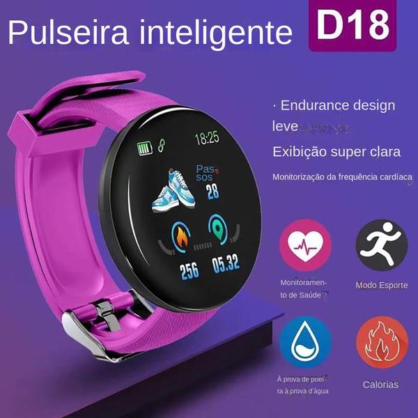 Imagem de Relógio Inteligente Smartwatch D18 com Frequência Cardíaca, Contagem de Passos