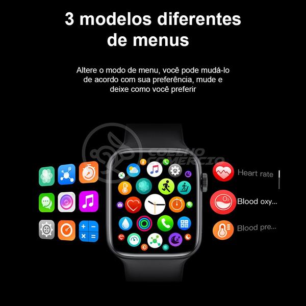 Imagem de Relógio Inteligente SmartWatch HW22 Preto Troca Pulseira Android iOS Ligações Monitor Cardíaco