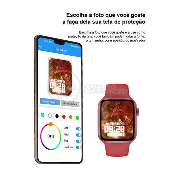 Imagem de Relógio Inteligente SmartWatch HW22 Rosa Troca Pulseira Android iOS Ligações Monitor Cardíaco