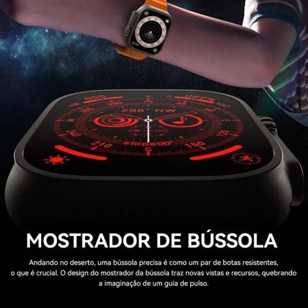 Imagem de Relogio Inteligente Smartwatch Hw9 Ultra Max Branco Tela 2.2 Amoled Gps Bussola + Pulseira Extra