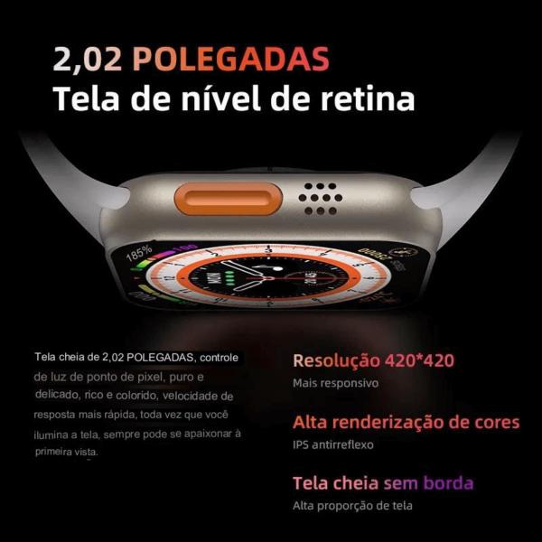 Imagem de Relógio Inteligente Smartwatch Masculino T200 Ultra 9 Original Compativel C/ Samsung Xiaomi