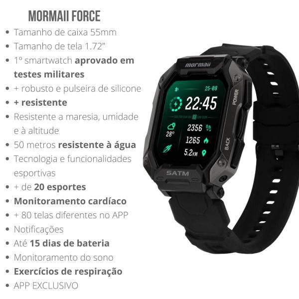 Imagem de Relógio Inteligente Smartwatch Mormaii Force Resistente