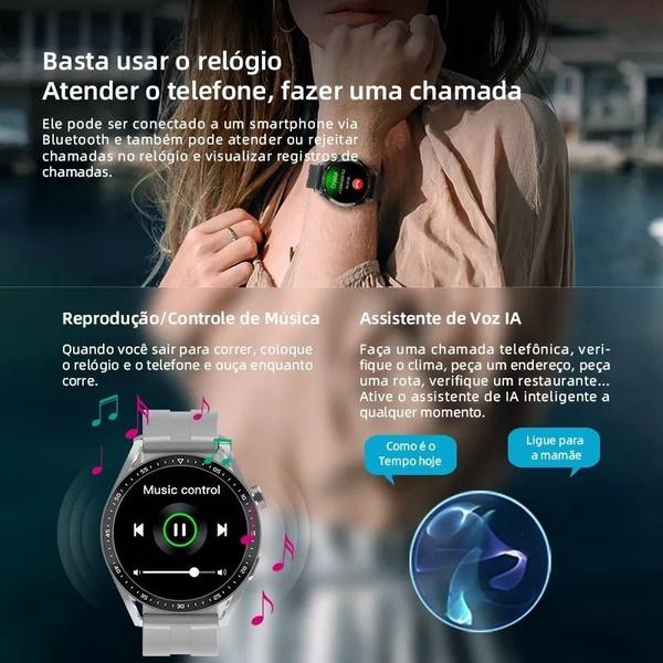 Imagem de Relógio Inteligente Smartwatch Nova Hw3 Preto Ultra Preto Versao Redondo Militar Tela Grande Max