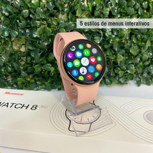 Imagem de Relógio Inteligente Smartwatch Redondo Preto Seie 9 Para Android E IOS Masculino E Femenino