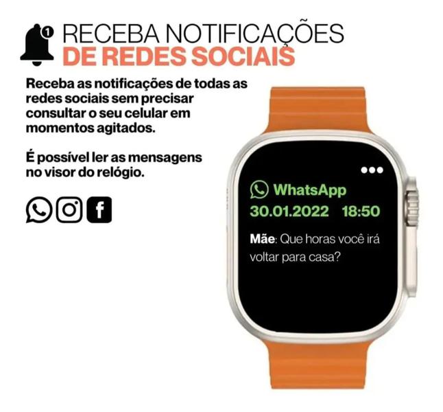 Imagem de Relógio Inteligente Smartwatch S Ultra, 7 Pulseiras, Kit Pink, Carregador indução, GPS, Completo