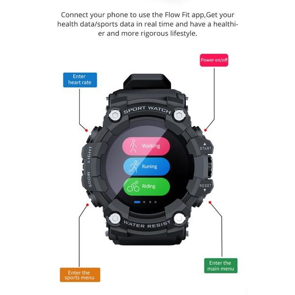 Imagem de Relógio inteligente Smartwatch Sports Attack preto com pedômetro IP68