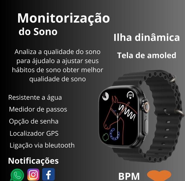 Imagem de Relógio Inteligente Smartwatch U9s Série 9 Microwear Chatgpt Lacamento Tela 2.01 Gps Nfc Chamadas Multi Esportes 2 Pulseiras