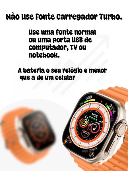 Imagem de Relógio Inteligente Smartwatch Ultra 9 Laranja Faz e Recebe Ligações