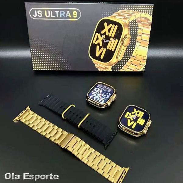 Relógio Inteligente Smartwatch Ultra Gold Serie9 24k Suprem 2 Pulseiras 49mm Pro - SVD Store Imagem de Relógio Inteligente Smartwatch Ultra Gold Serie9 24k Suprem 2 Pulseiras 49mm Pro