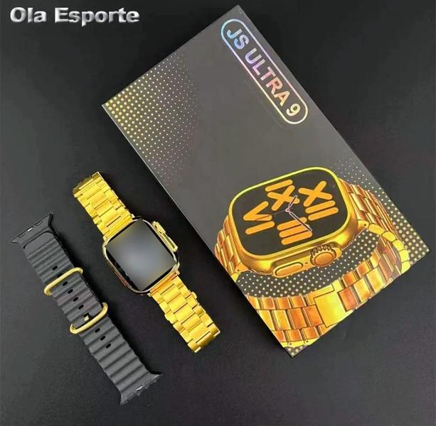 Relógio Inteligente Smartwatch Ultra Gold Serie9 24k Suprem 2 Pulseiras 49mm Pro - SVD Store Imagem de Relógio Inteligente Smartwatch Ultra Gold Serie9 24k Suprem 2 Pulseiras 49mm Pro