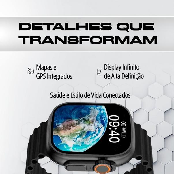 Imagem de Relógio Inteligente Smartwatch W53 7 Pulseiras Série 9 Academia Esportes Fitiness