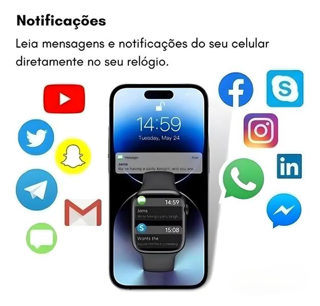 Imagem de Relógio Inteligente Smartwatch W57 Bazik Prime + 7 Pulseiras NFC