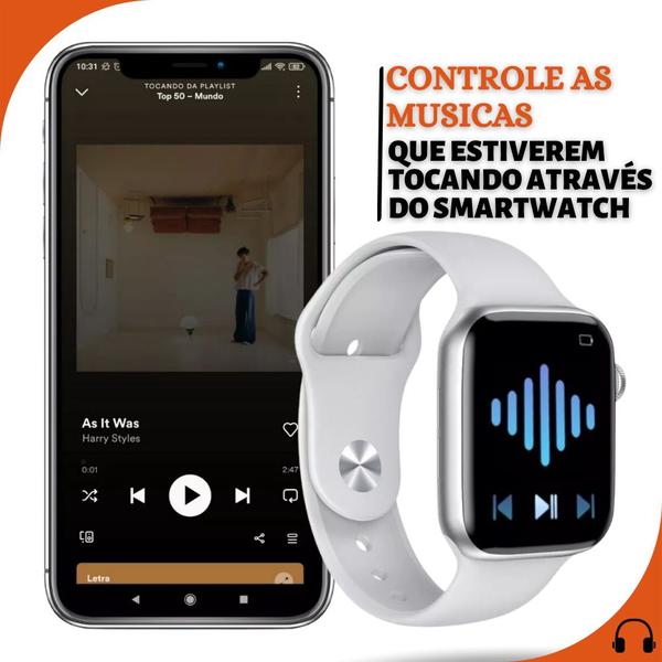 Imagem de Relógio inteligente smartwatch W57 Note 7 Branco troca pulseira ligações android e IOS