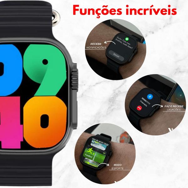 Imagem de Relógio Inteligente Smartwatch W69 Ultra 49mm Série 9 NFC Memória Interna + Película Protetora