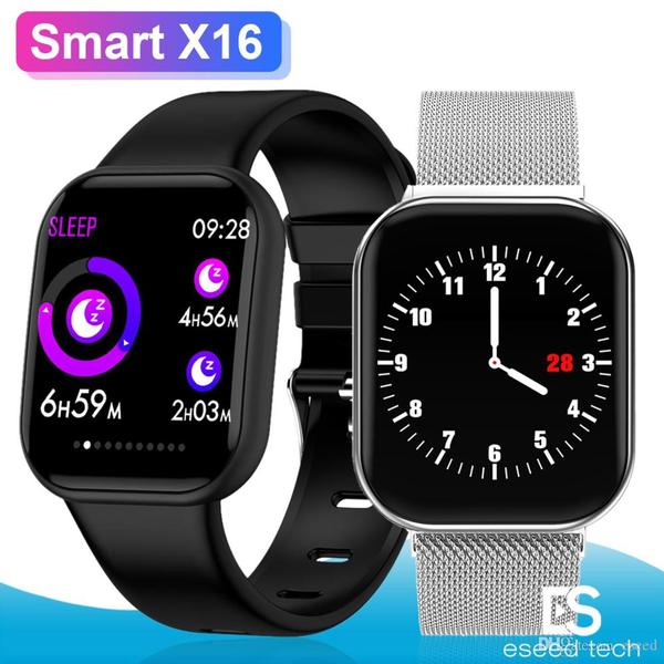 Imagem de Relógio Inteligente SmartWatch X16 PRETO com Jogos + 1 Pul Extra Aço Milanese Preto