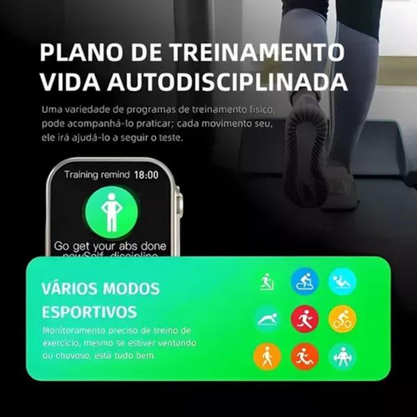 Imagem de Relógio Inteligente T800 Ultra Preto Vida Saudável Resistente à Água com NFC