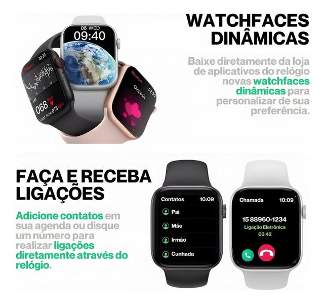 Imagem de Relógio inteligente W59 Pro 2024 9ª geração NFC GPS tela infinita 2.2'' Smartwatch masculino e feminino + 2 Pulseiras e Película