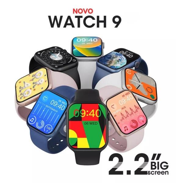 Imagem de Relógio inteligente W59 Pro 2024 9ª geração NFC GPS tela infinita 2.2'' Smartwatch masculino e feminino + 2 Pulseiras e Película