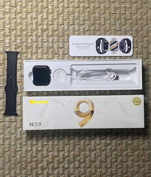 Imagem de Relógio inteligente W59 Pro 2024 9ª geração NFC GPS tela infinita 2.2'' Smartwatch masculino e feminino + 2 Pulseiras e Película