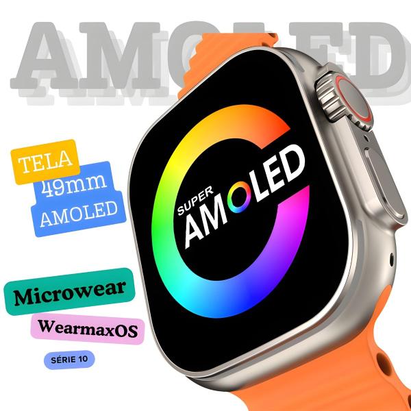 Imagem de Relogio Inteligente W69 Ultra Max Smart Watch Serie 10 49mm 2 Gb Amoled Troca Foto Faz Ligaçao Kit