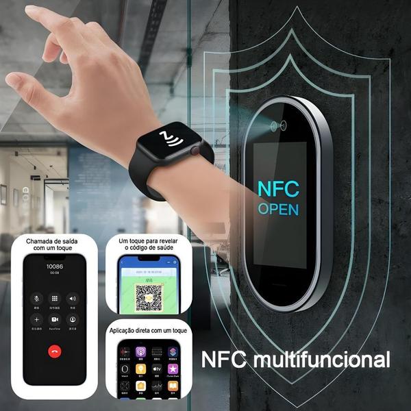 Imagem de Relógio Inteligente Watch 9 + Fone AirPro 2 + 2 Pulseiras 2025  Chamadas, Monitor de Saúde, Modo Esportivo para Todos!