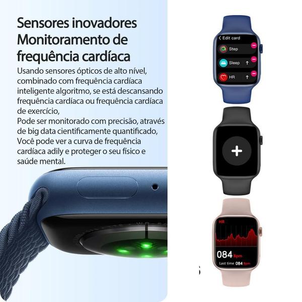 Relógio Inteligente Watch 9 + Fone AirPro 2 + 2 pulseiras Lançamento 2025 Modo esportivo faz e recebe chamadas Monitor de Saúde Masculino Feminino - HiWatch PRO Imagem de Relógio Inteligente Watch 9 + Fone AirPro 2 + 2 pulseiras Lançamento 2025 Modo esportivo faz e recebe chamadas Monitor de Saúde Masculino Feminino