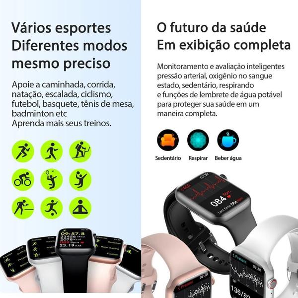 Relógio Inteligente Watch 9 + Fone AirPro 2 + 2 pulseiras Lançamento 2025 Modo esportivo faz e recebe chamadas Monitor de Saúde Masculino Feminino - HiWatch PRO Imagem de Relógio Inteligente Watch 9 + Fone AirPro 2 + 2 pulseiras Lançamento 2025 Modo esportivo faz e recebe chamadas Monitor de Saúde Masculino Feminino