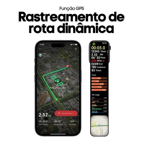 Relógio Inteligente Watch 9 + Fone AirPro 2 + 2 pulseiras Lançamento 2025 Modo esportivo faz e recebe chamadas Monitor de Saúde Masculino Feminino - HiWatch PRO Imagem de Relógio Inteligente Watch 9 + Fone AirPro 2 + 2 pulseiras Lançamento 2025 Modo esportivo faz e recebe chamadas Monitor de Saúde Masculino Feminino