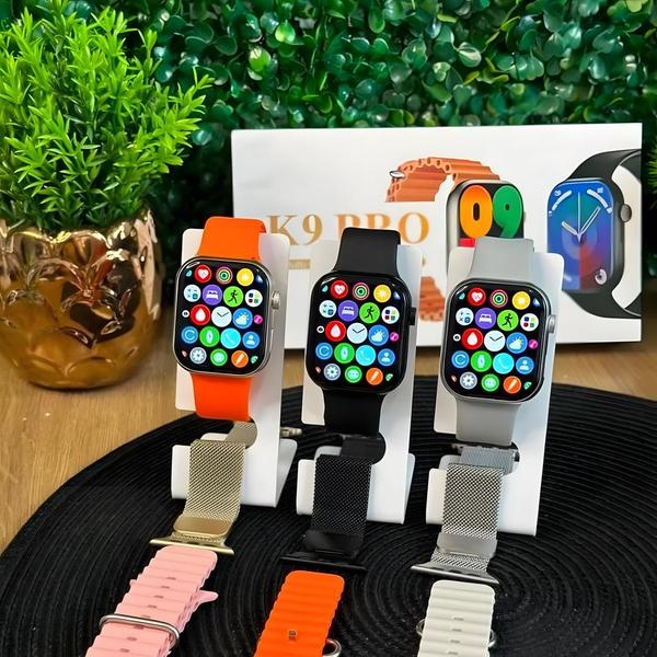 Relógio Inteligente Watch 9 + Fone AirPro 2 + 2 pulseiras Lançamento 2025 Modo esportivo faz e recebe chamadas Monitor de Saúde Masculino Feminino - HiWatch PRO Imagem de Relógio Inteligente Watch 9 + Fone AirPro 2 + 2 pulseiras Lançamento 2025 Modo esportivo faz e recebe chamadas Monitor de Saúde Masculino Feminino