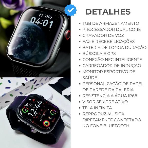 Imagem de Relógio inteligente Watch 9 Pro Lançamento 2024 Série 9 NFC GPS tela infinita 2.2'' Qualidade Microwear Smartwatch masculino e feminino