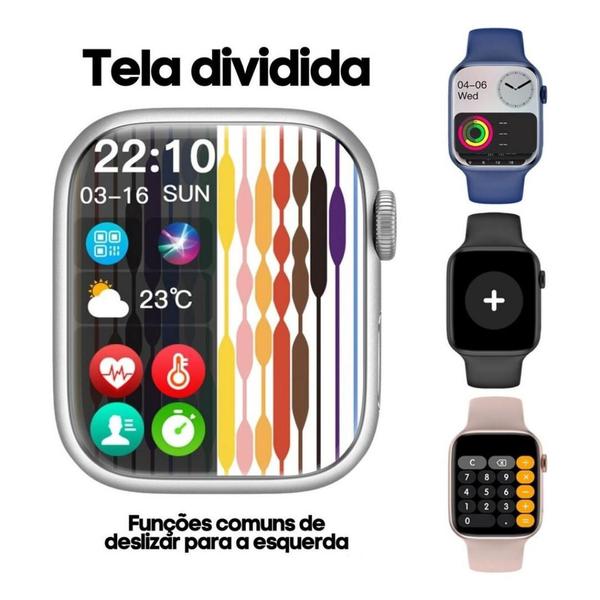 Imagem de Relógio inteligente Watch9 ProMax 2024 NFC GPS Alta definição Smartwatch comando de voz e siri masculino e feminino + 2 pulseiras 