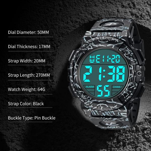 Imagem de Relógio L LAVAREDO Digital Sports Waterproof 50m para homens