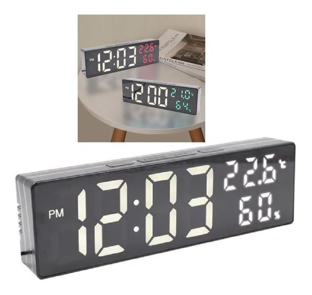 Imagem de Relógio Led Digital De Mesa Cama Calendário Temperatura Moderno Espelhado
