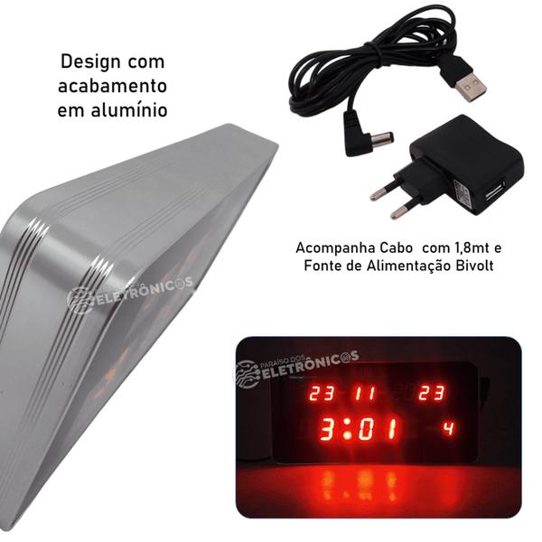 Imagem de Relógio Led Digital De Parede Alarme Calendário Despertador Hospital Consultório LK1019