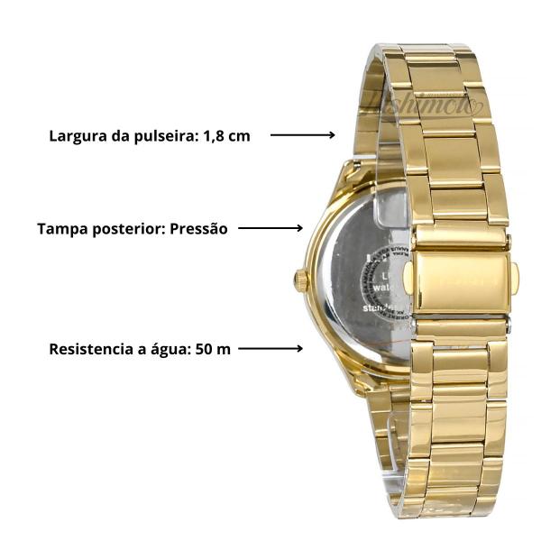 Imagem de Relógio Lince Dourado Original Resistente Barato Feminino