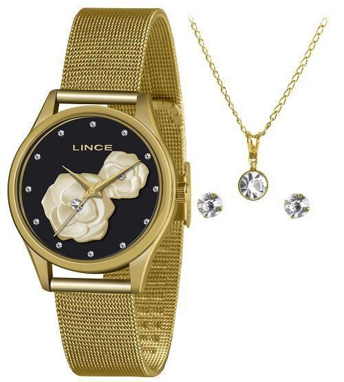 Imagem de Relógio Lince Feminino Dourado Lrgj144L + Semijóia