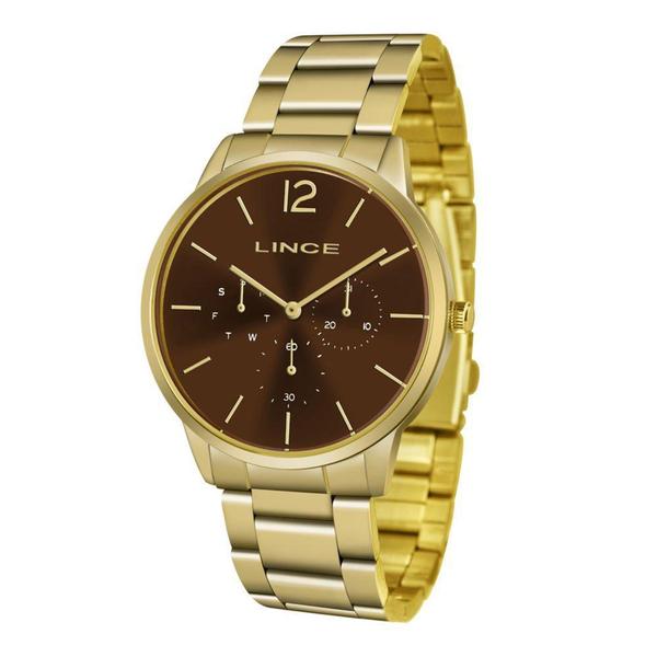 Imagem de Relógio LINCE Feminino LMGJ087L N2KX Dourado Fundo Marrom - Calendário e Dia da Semana