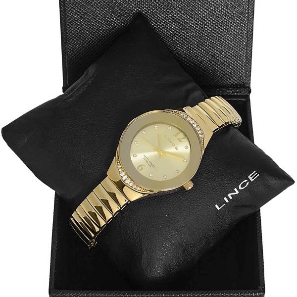 Imagem de Relogio Lince Feminino Pequeno Dourado Pulseira Elastica