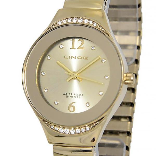 Imagem de Relogio Lince Feminino Pequeno Dourado Pulseira Elastica