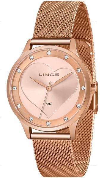 Imagem de Relógio LINCE feminino rosê coração strass LRR4725L R1RX