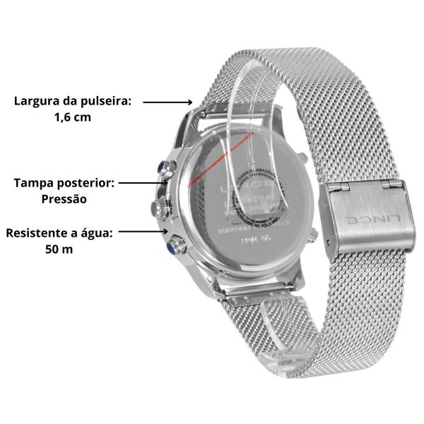 Imagem de Relogio Lince Prateado Feminino Analógico e Digital Original