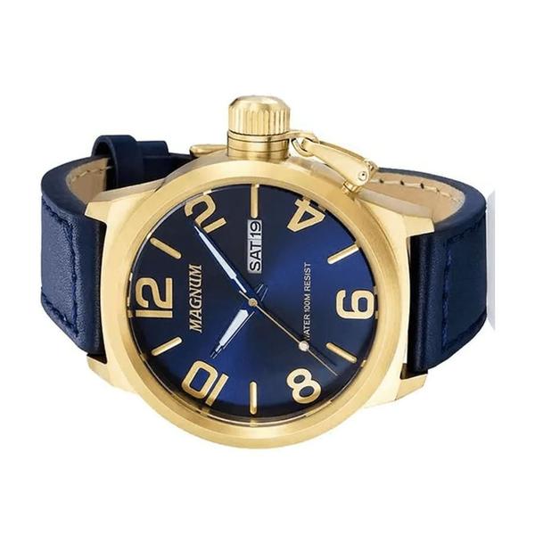 Imagem de Relógio Magnum Masculino Azul com Dourado MA33399A