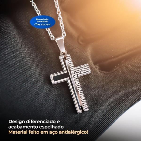 Imagem de relogio masculino aço inox + cordão pingente cruz + cordão corrente + caixa qualidade premium casual