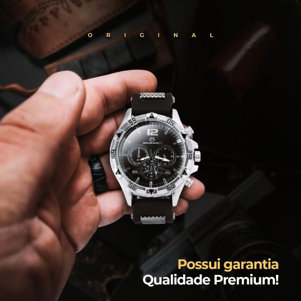 Imagem de relogio masculino aço inox + cordão prata grumet + pulseira casual inoxidavel presente ajustavel