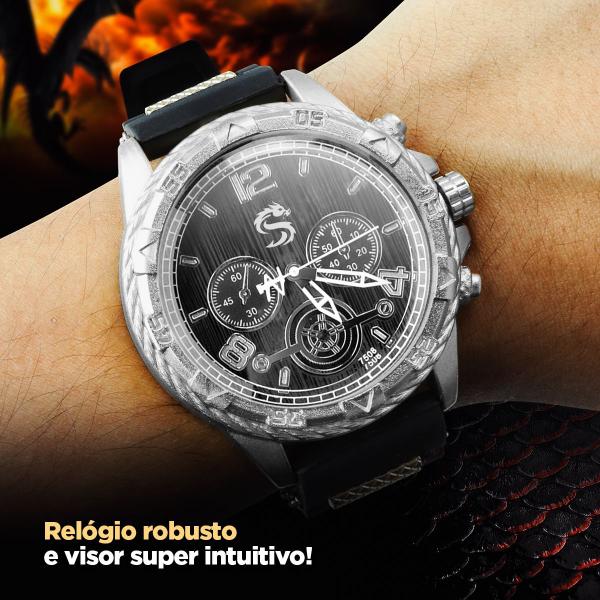 Imagem de Relogio masculino aço inox original prata grande + caixa presente qualidade premium casual analogico