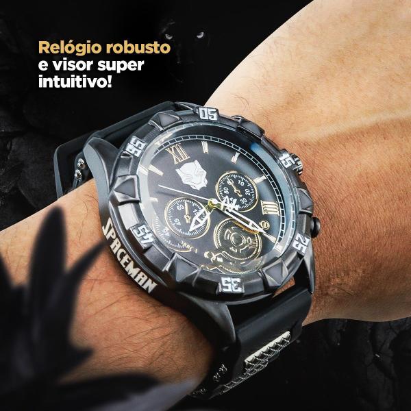 Imagem de Relogio masculino aço inox pantera preto + cordão corrente casual social presente original analogico