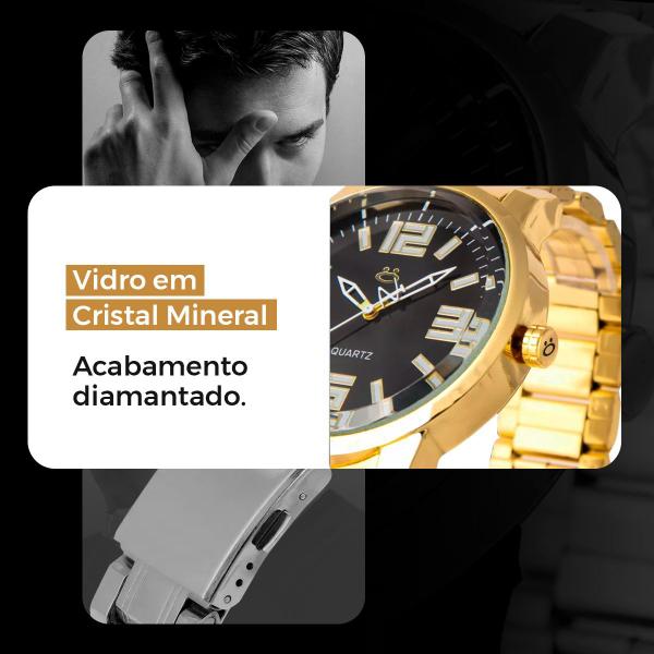 Imagem de relogio masculino aço inox prata + cordao + caixa robusto qualidade premium ponteiro social grumet