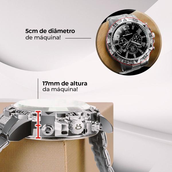 Imagem de Relogio masculino aço inox prata + pulseira pai nosso social religioso qualidade premium original